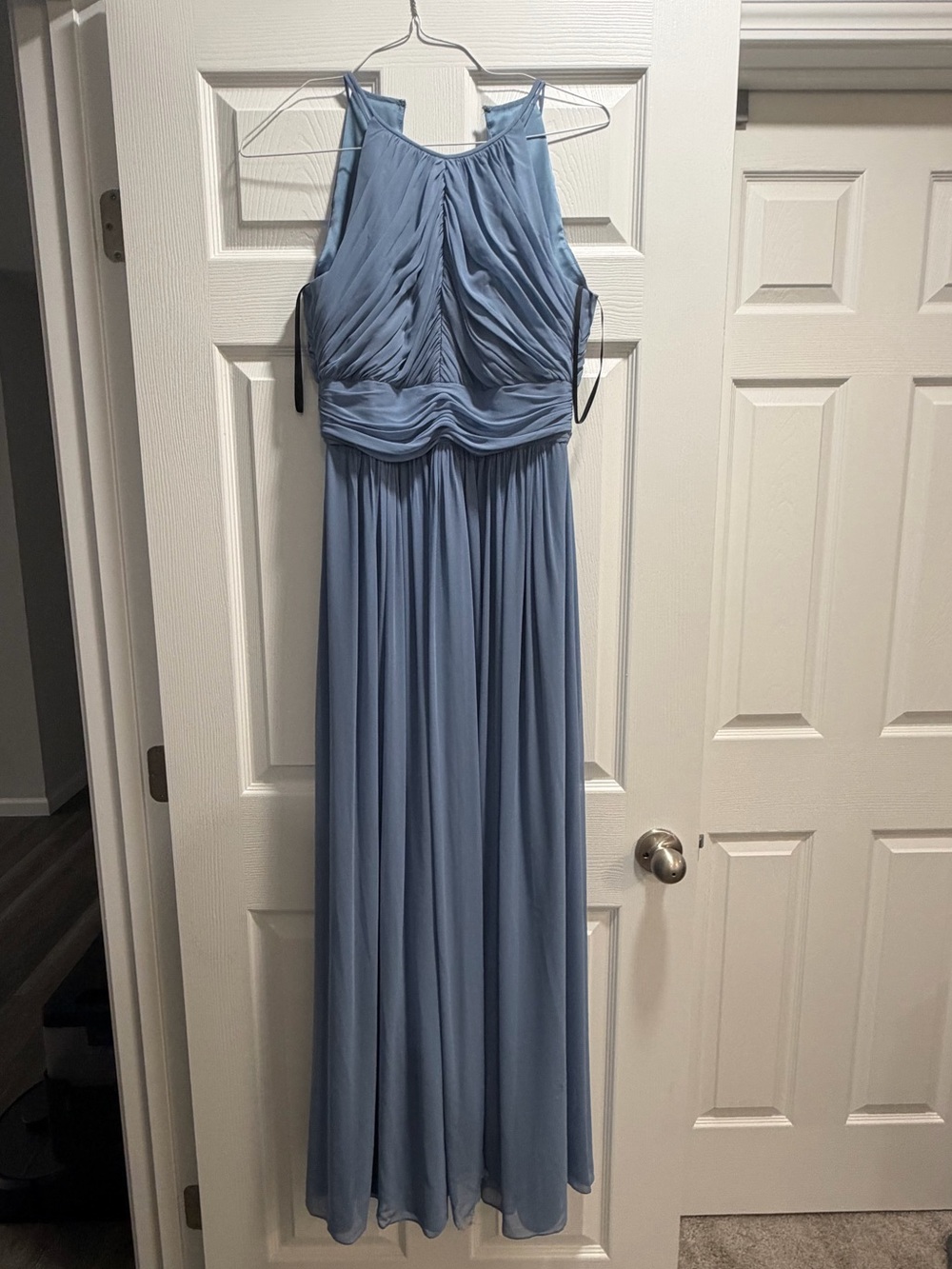 Dessy Collection Light Blue Halter Maxi Gown